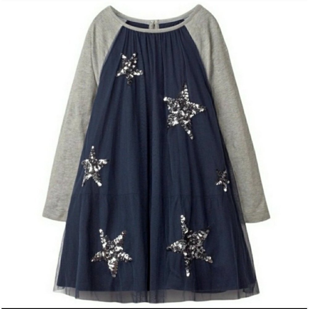 Mini Boden sequin stars dress 7-8 New